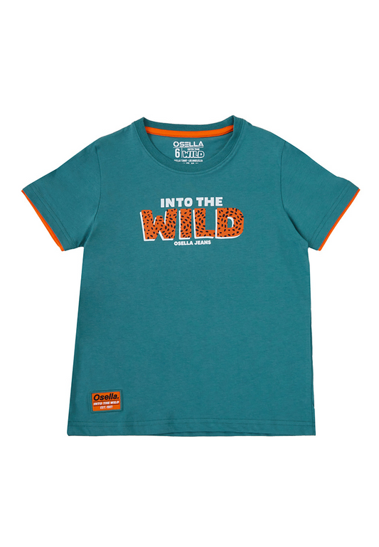 Osella Kids Boy Forest Collection Regular Graphic T-Shirt In Mineral Green