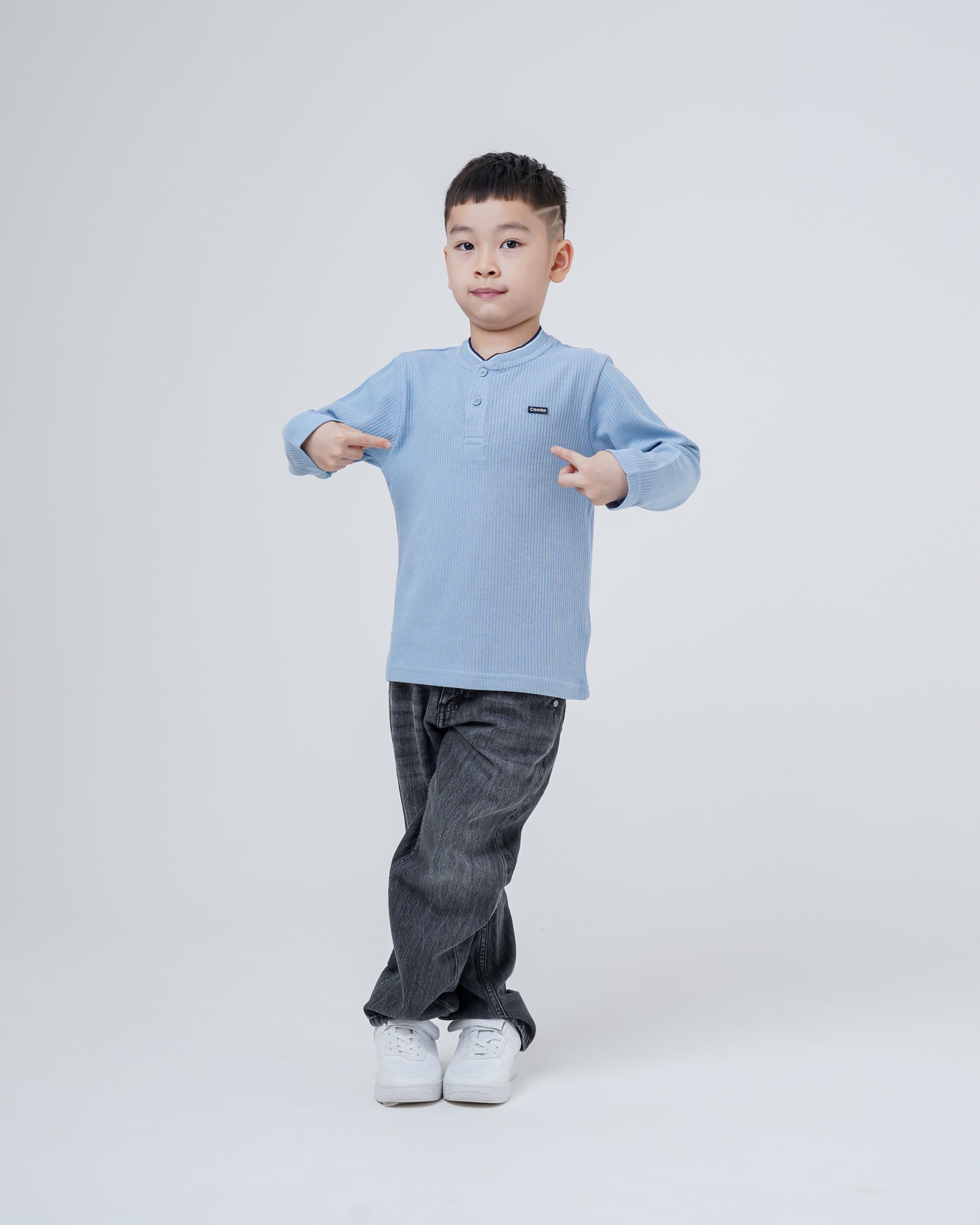 Osella Kids Arslan Long Sleeve Vertical Texture Knit Top