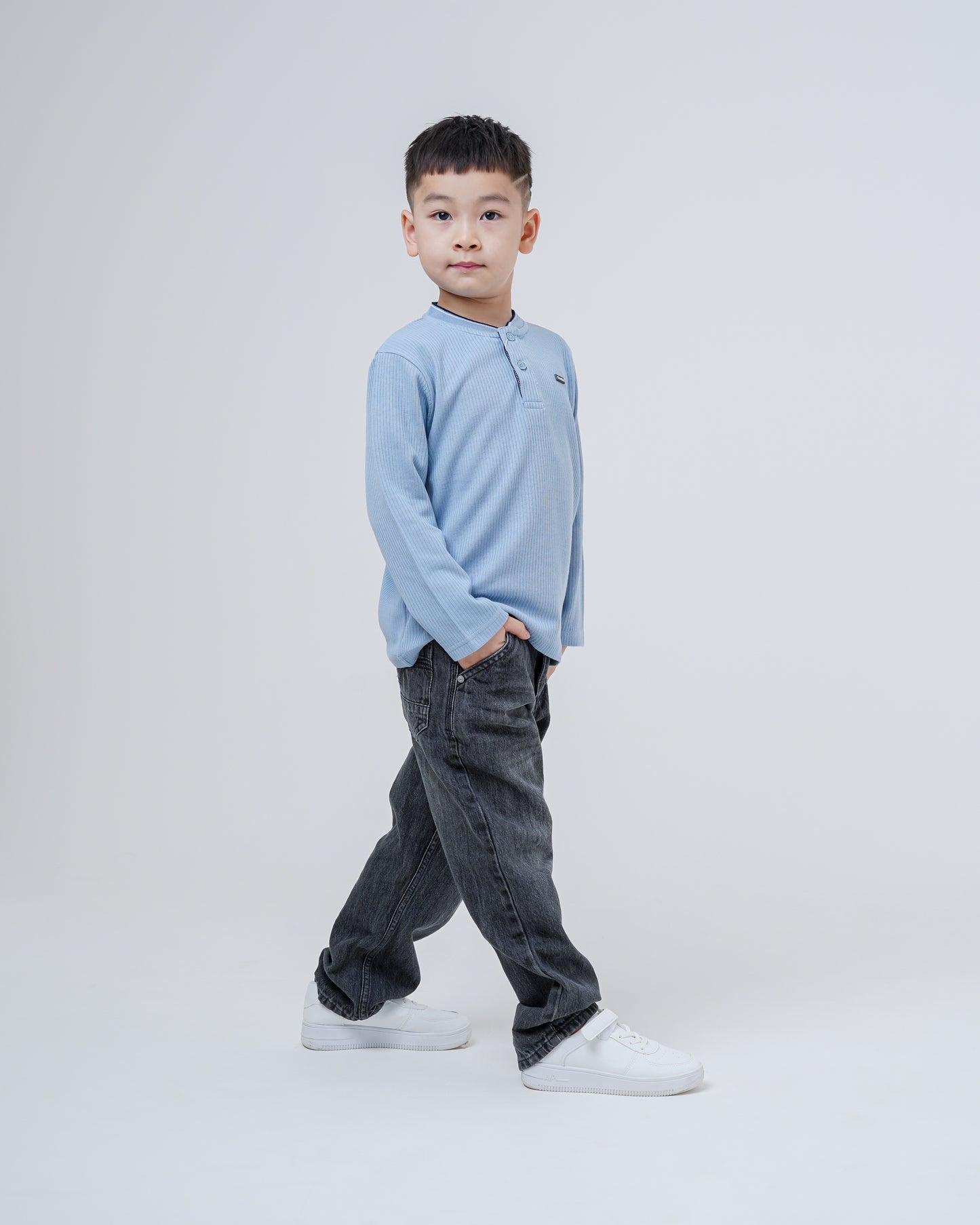 Osella Kids Arslan Long Sleeve Vertical Texture Knit Top