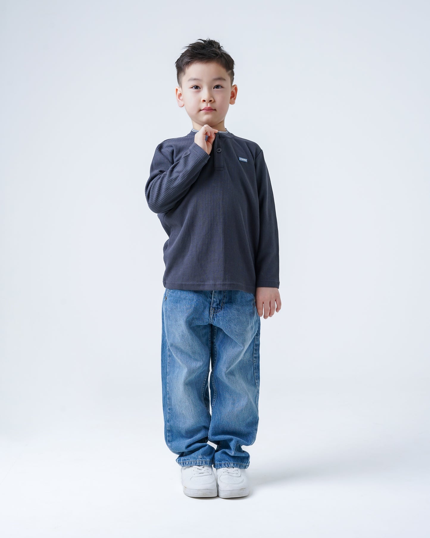 Osella Kids Arslan Long Sleeve Vertical Texture Knit Top