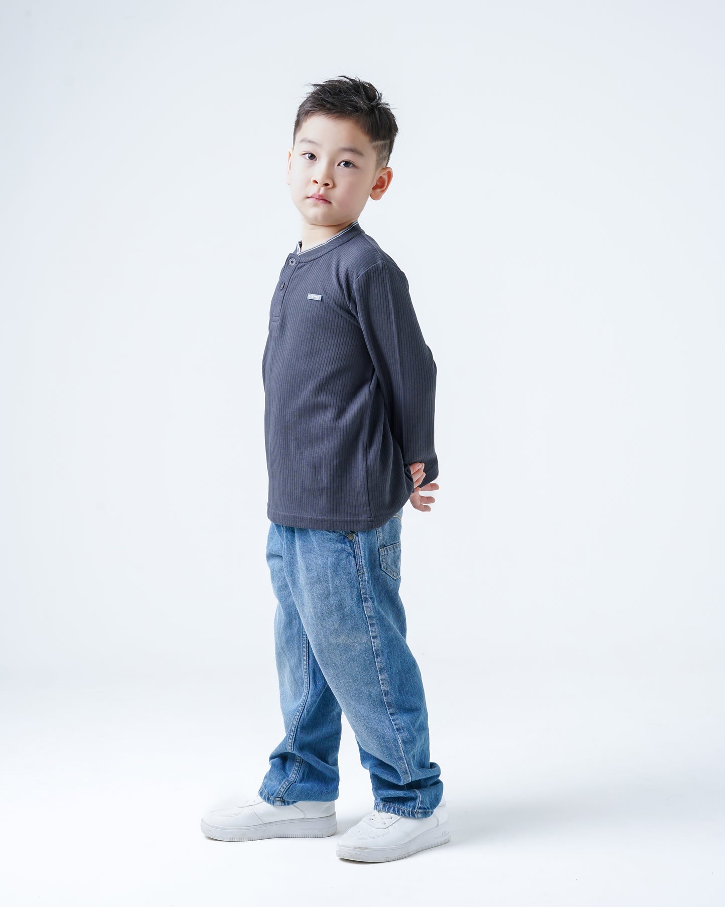 Osella Kids Arslan Long Sleeve Vertical Texture Knit Top