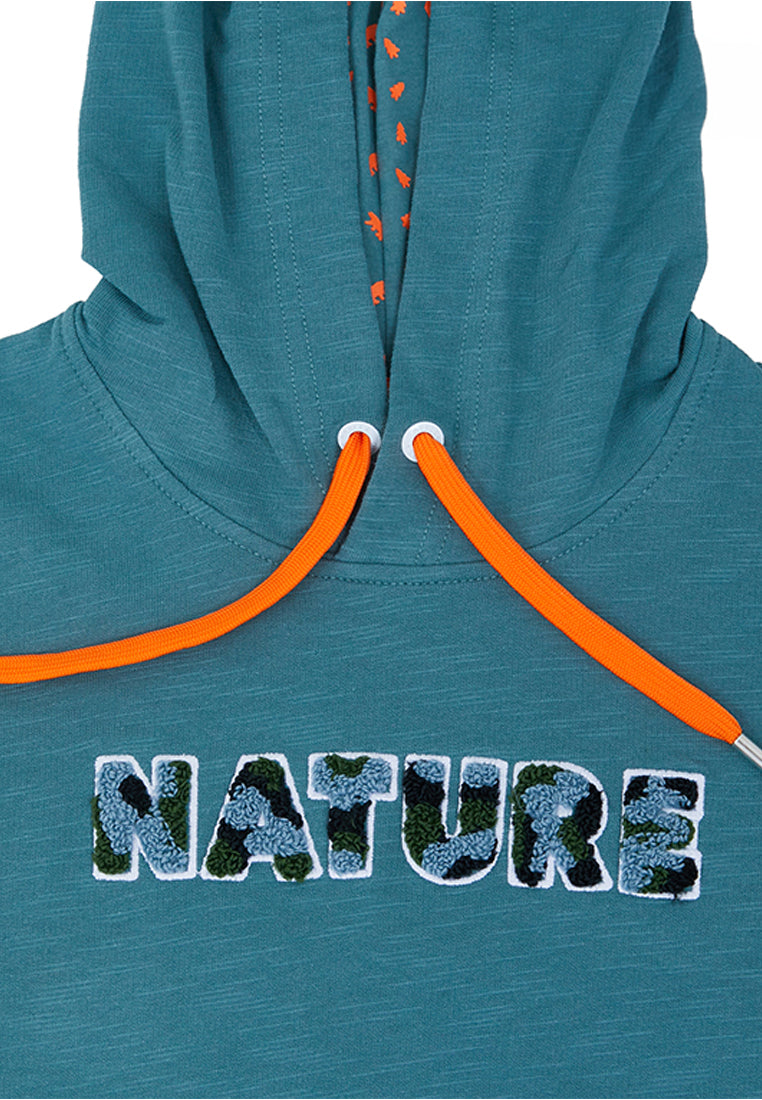 Osella Kids Boy Forest Collection T-Shirt Hoodie In Viridian Green