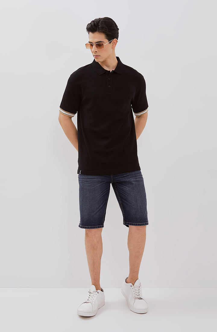 Osella Dylan Textured Polo Shirt With Striped Rib 2021501