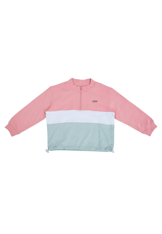 Osella Kid Girls  Multi Color Sweatshirt In Pink, White And Sage Green