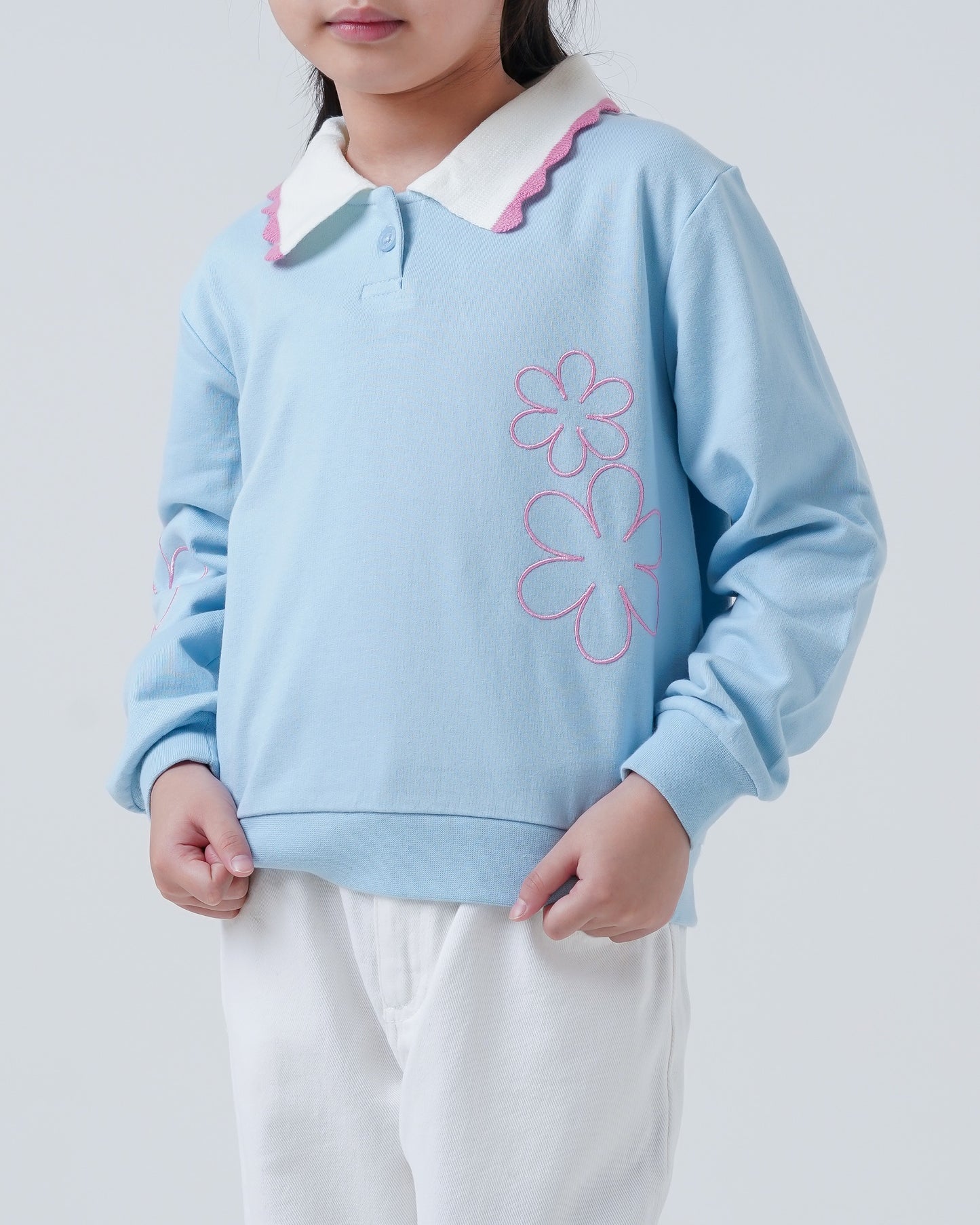 Osella Kids Blue Blossom Collar Sweater