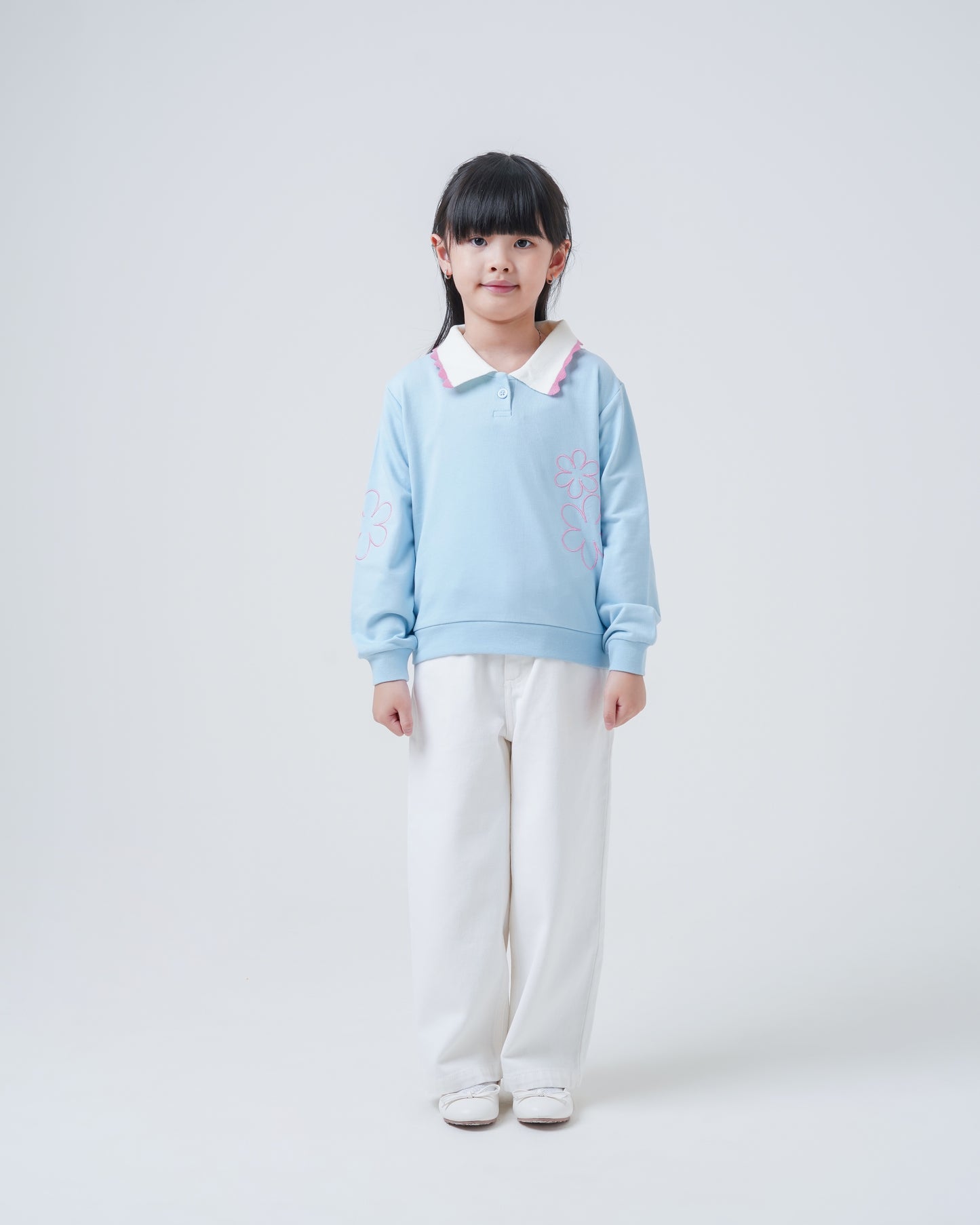 Osella Kids Blue Blossom Collar Sweater