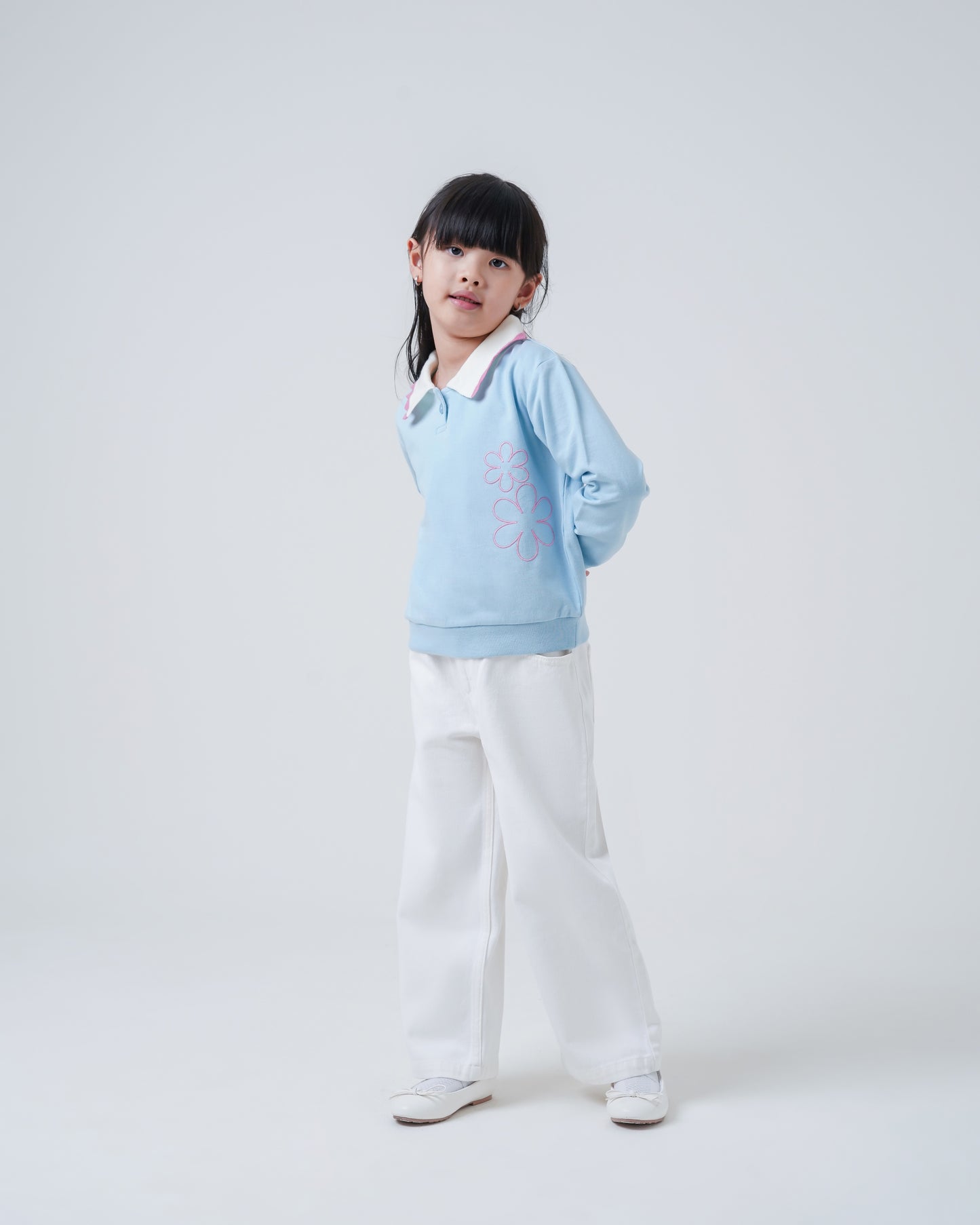 Osella Kids Blue Blossom Collar Sweater