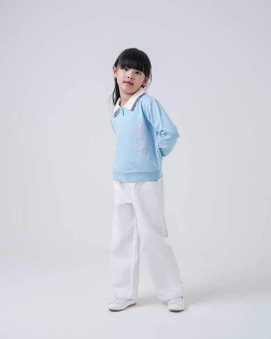 Osella Kids Blue Blossom Collar Sweater