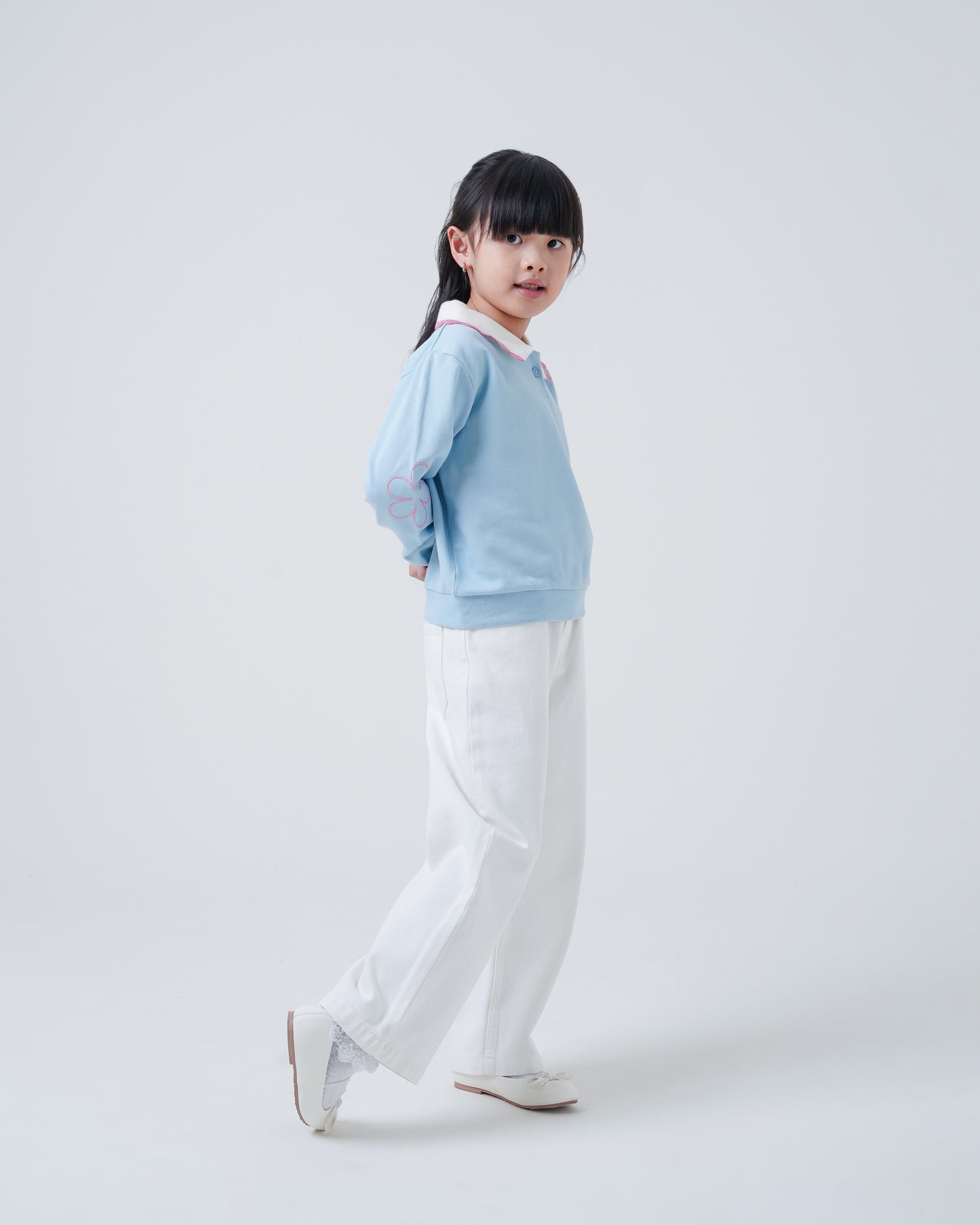 Osella Kids Blue Blossom Collar Sweater