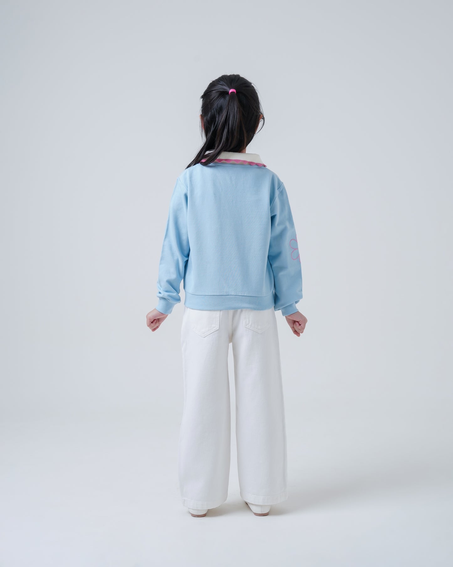 Osella Kids Blue Blossom Collar Sweater