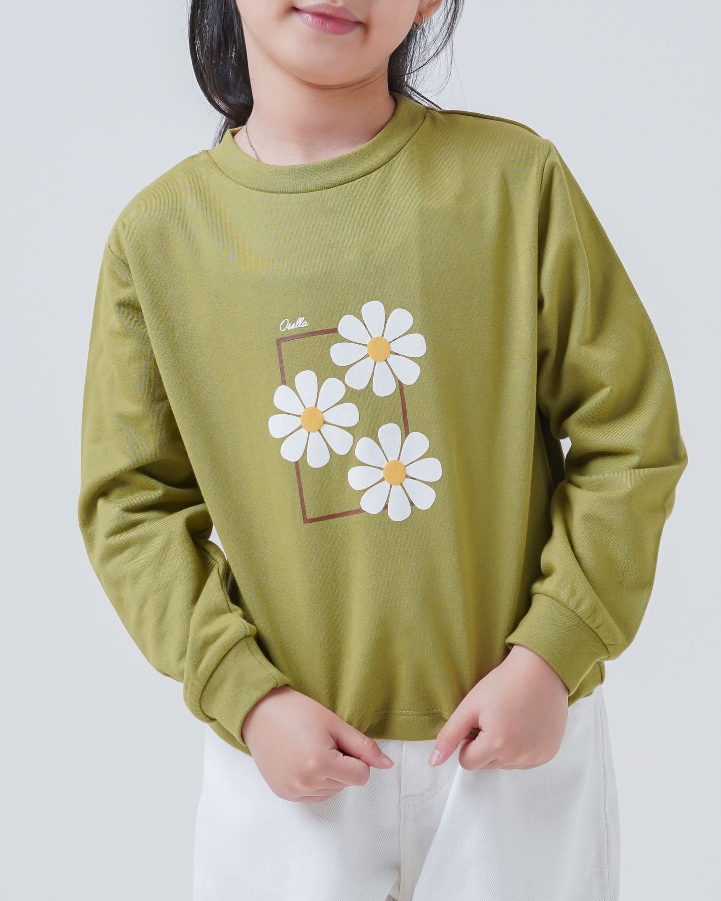 Osella Kids Daisy Sweatshirt In Olive Green