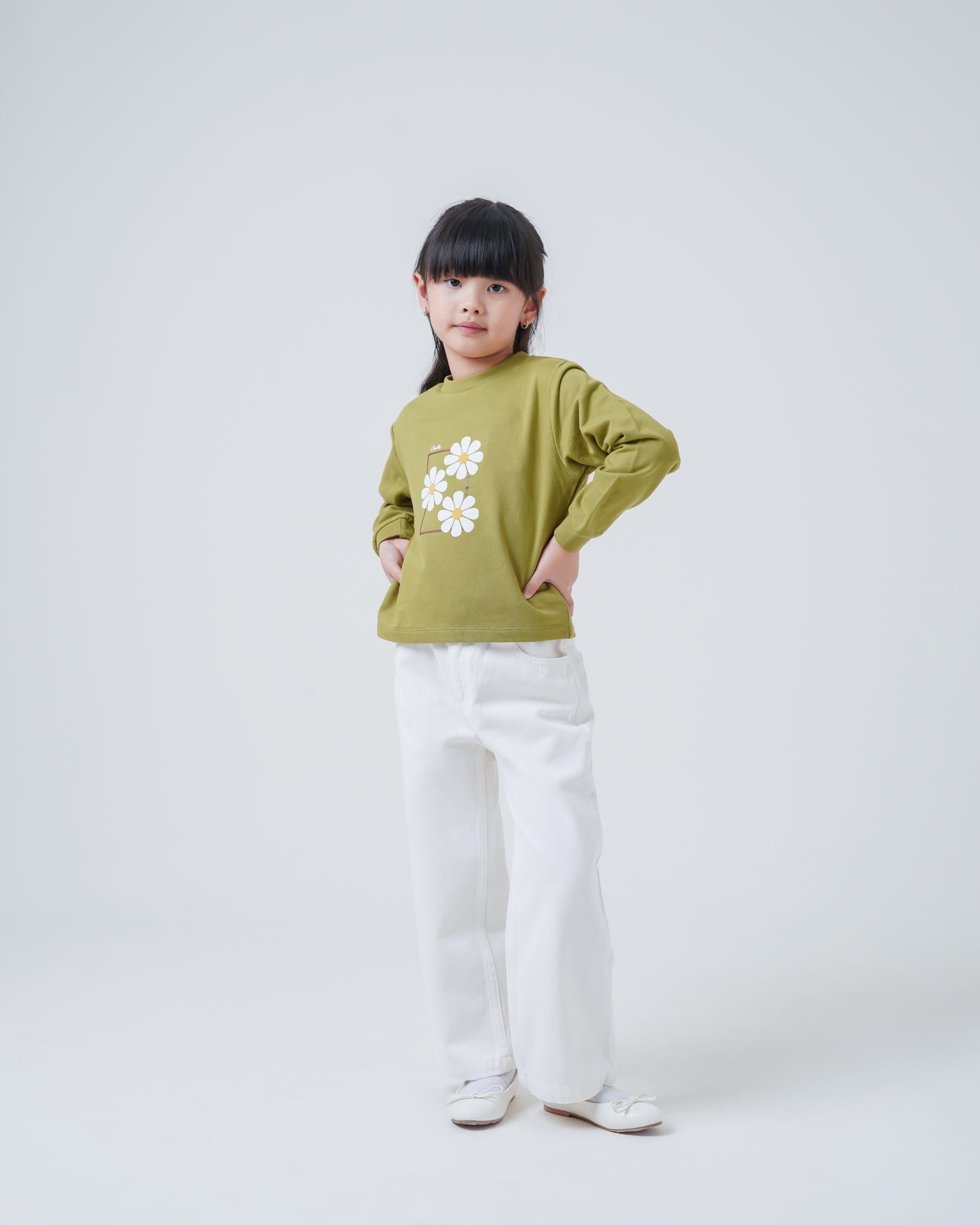 Osella Kids Daisy Sweatshirt In Olive Green