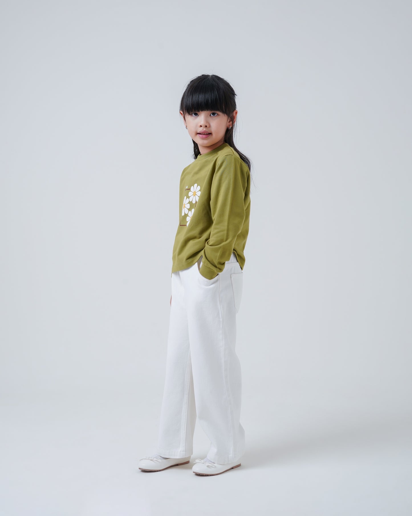 Osella Kids Daisy Sweatshirt In Olive Green