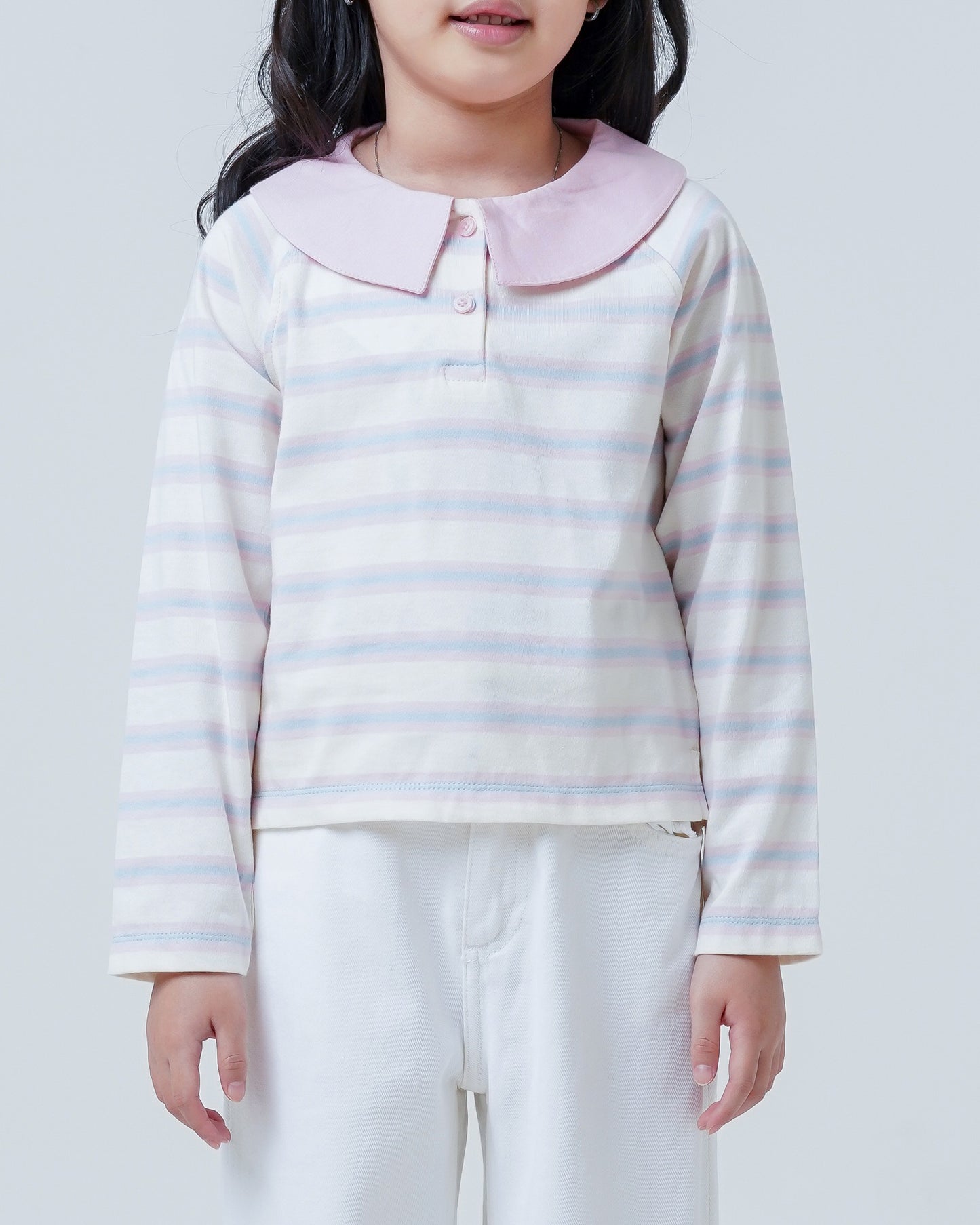 Osella Kids Pastel Stripes Collared Tee
