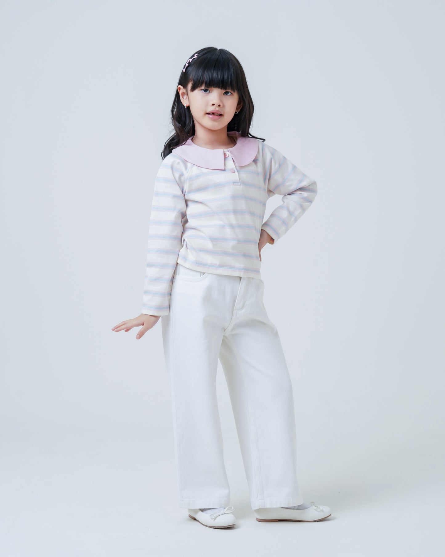 Osella Kids Pastel Stripes Collared Tee