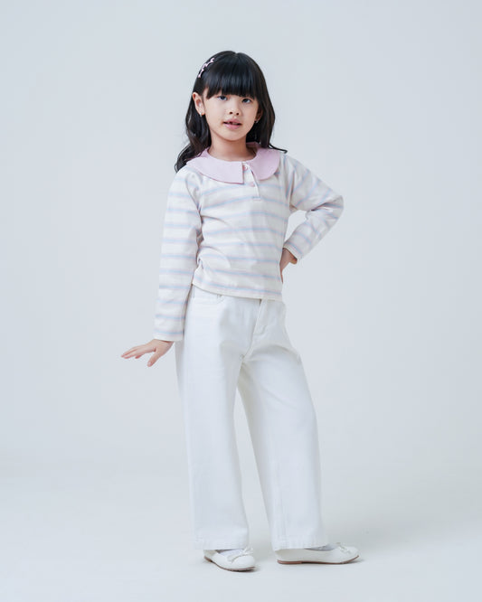 Osella Kids Pastel Stripes Collared Tee