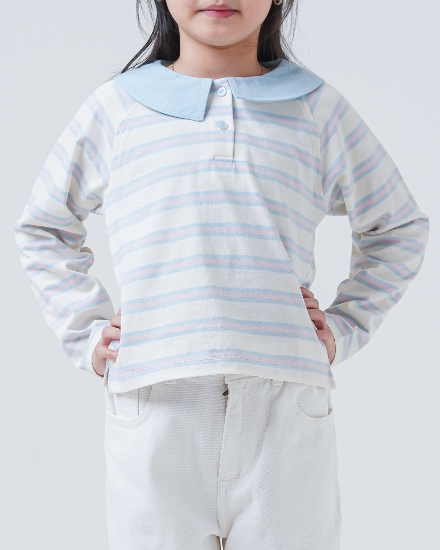 Osella Kids Pastel Stripes Collared Tee