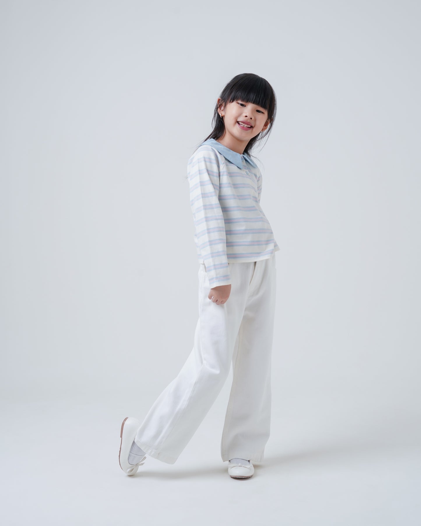 Osella Kids Pastel Stripes Collared Tee