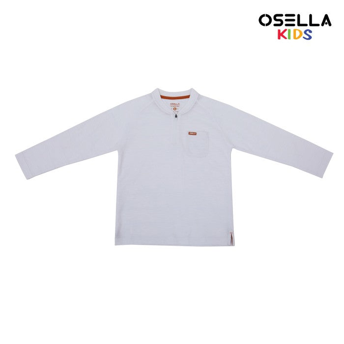 [NEW] OSELLA FAWAZ LONG SLEEVE HENLEY SHIRT WITH TEXTURURED LOOK FABRIC 2277500