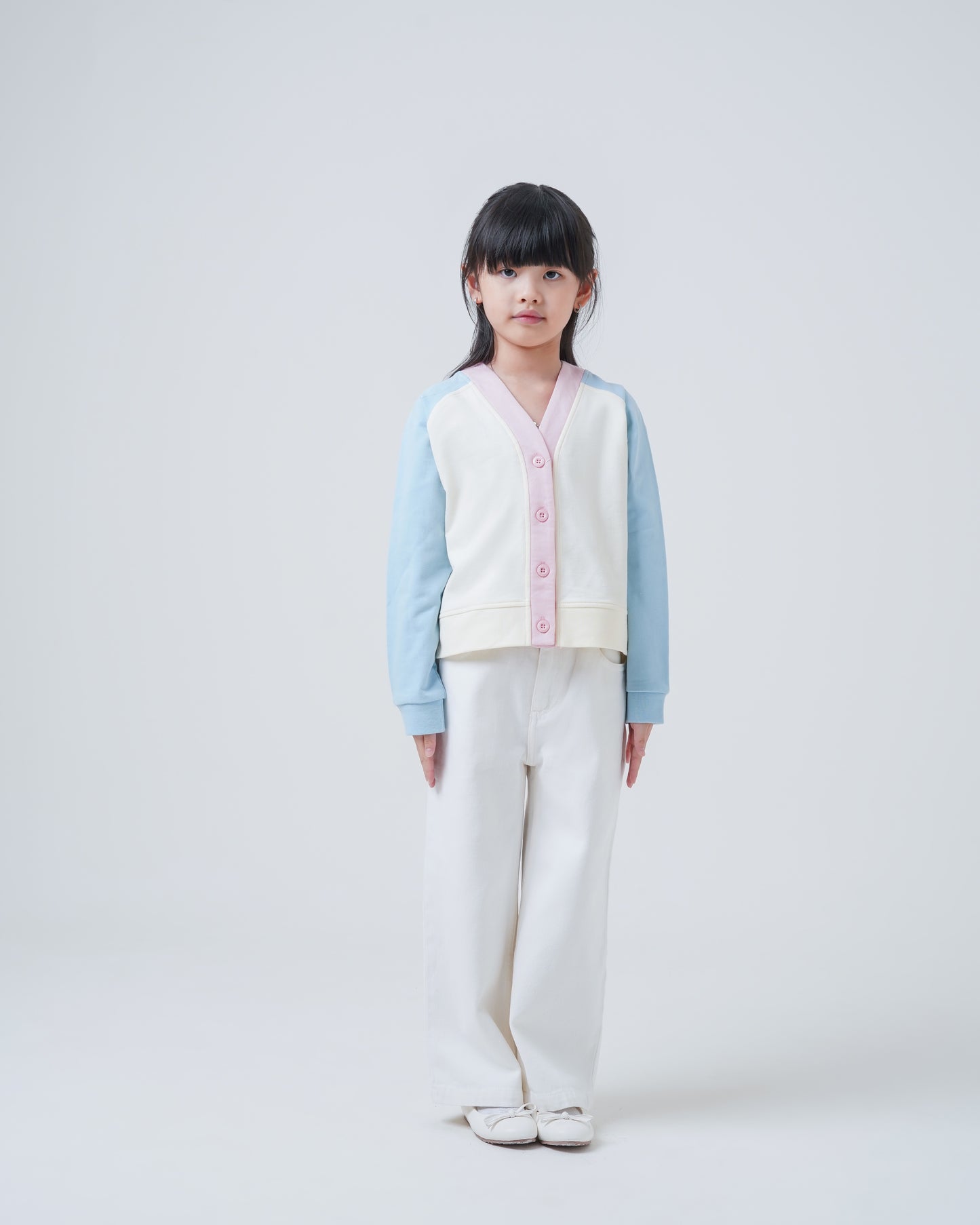 Osella Kids Soft Pastel Tri Color Block Cardigan
