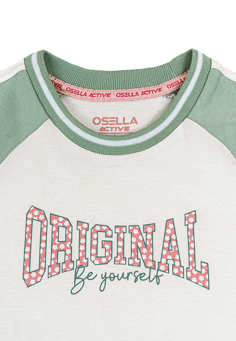 Osella Kids Original Two Tone Tshirt In White And Sage Green