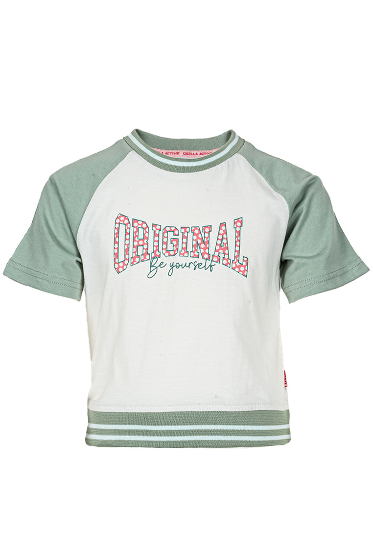 Osella Kids Original Two Tone Tshirt In White And Sage Green