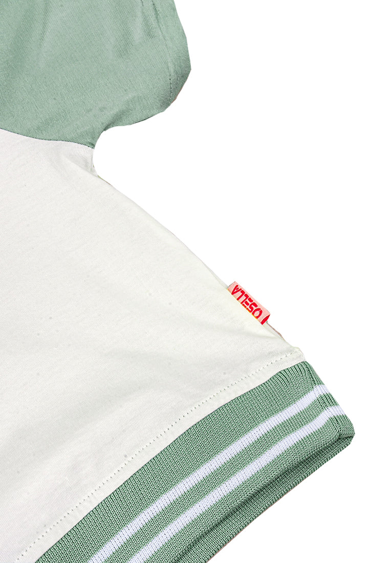 Osella Kids Original Two Tone Tshirt In White And Sage Green