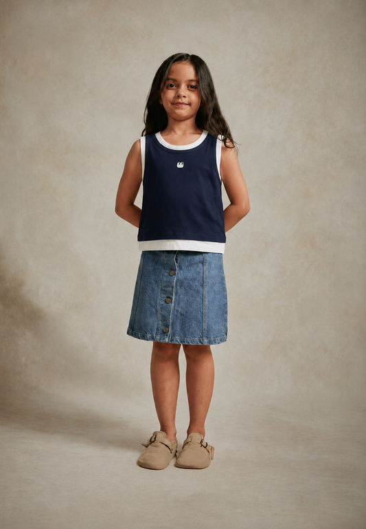 Osella Kids X Oadkids Sadie Tank in Navy
