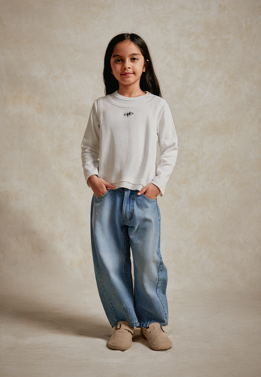 Osella Kids Overlap Long Sleeve T-shirt in White