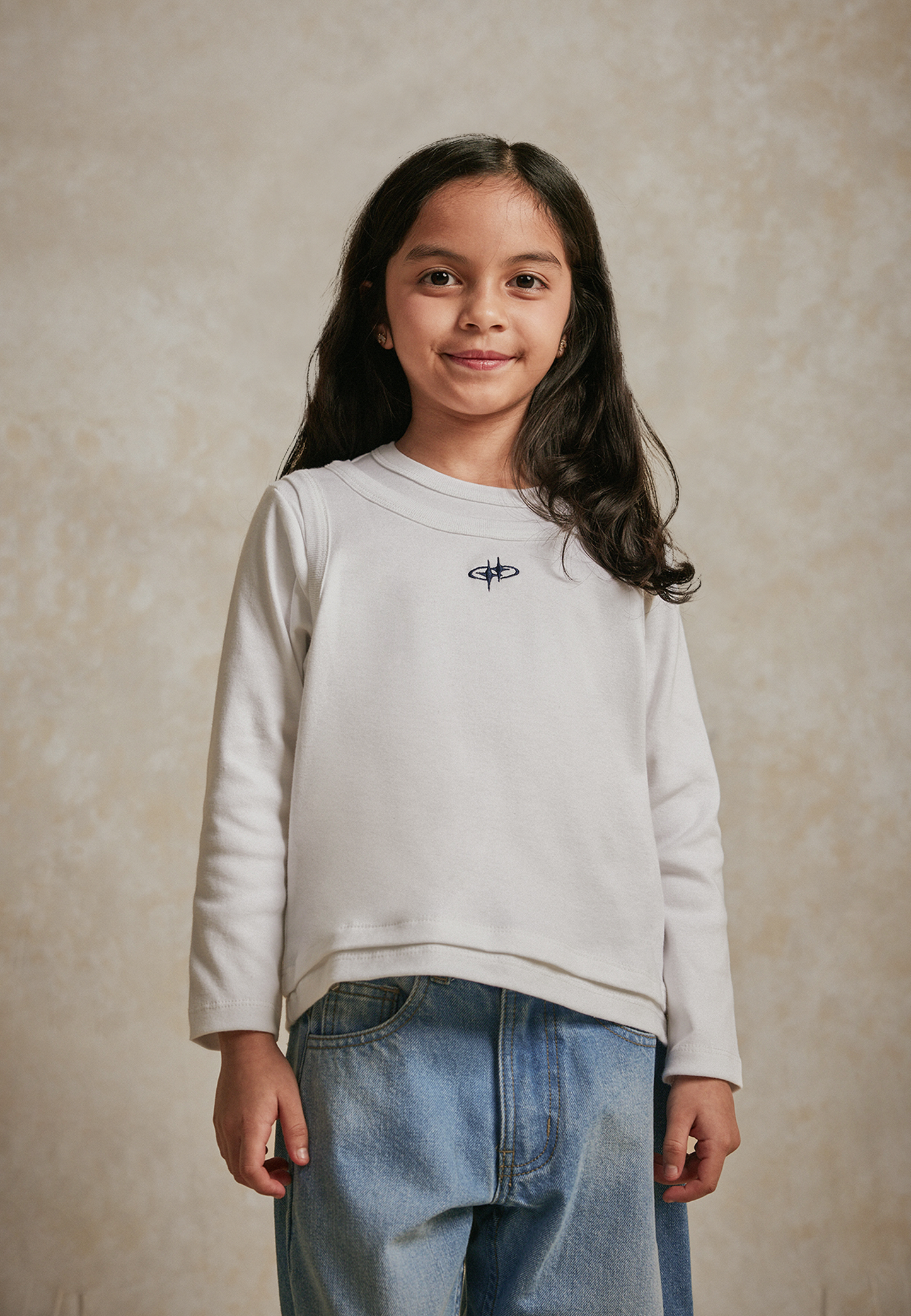 Osella Kids Overlap Long Sleeve T-shirt in White