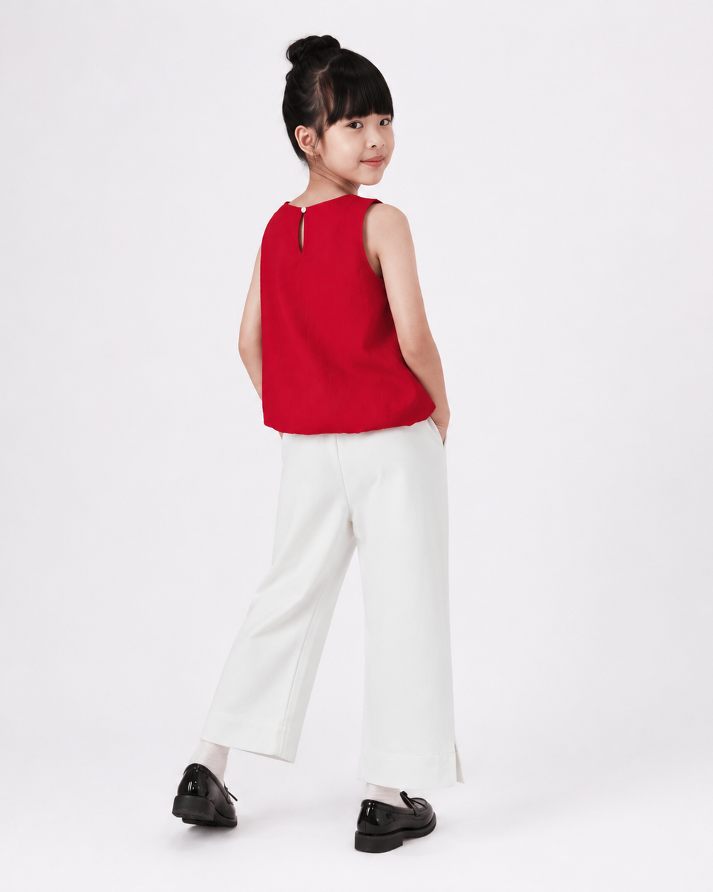 Osella Kids Wide Leg Denim With Flower Patch