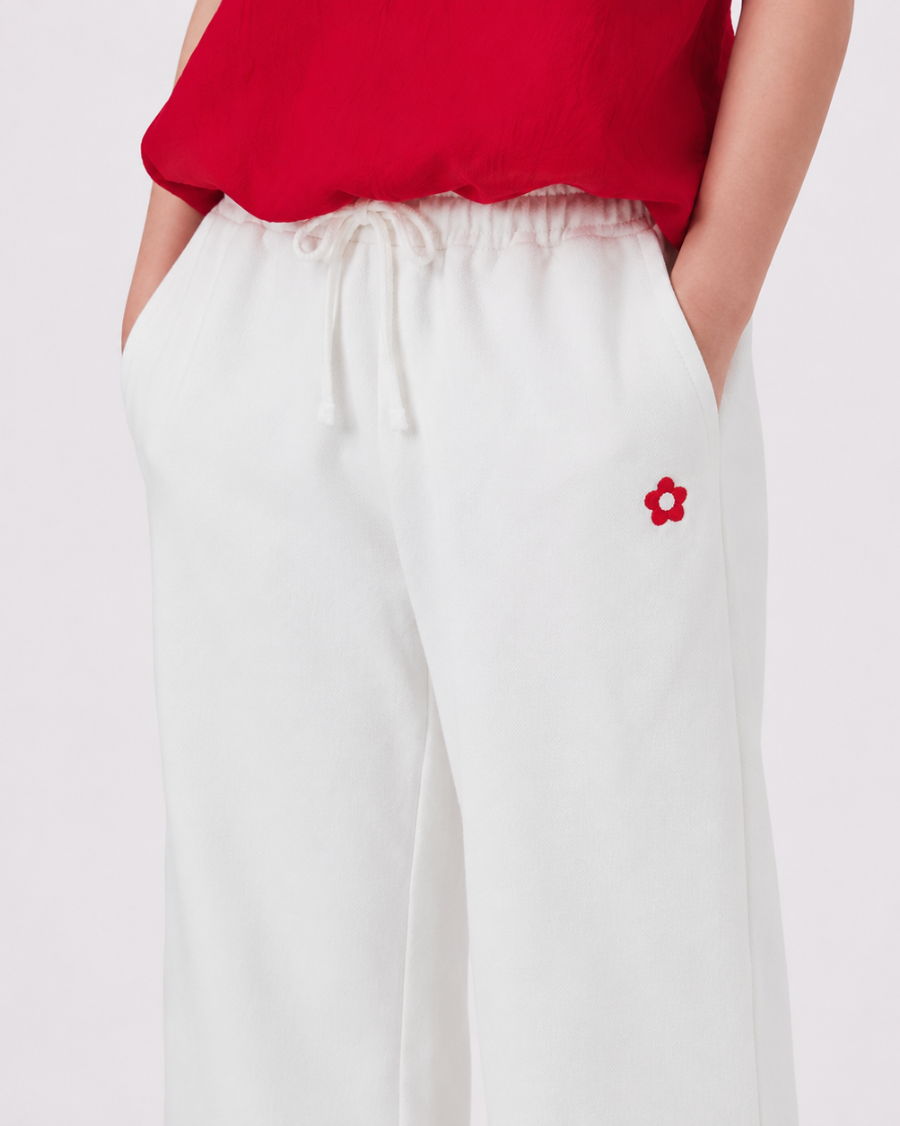 Osella Kids Wide Leg Denim With Flower Patch