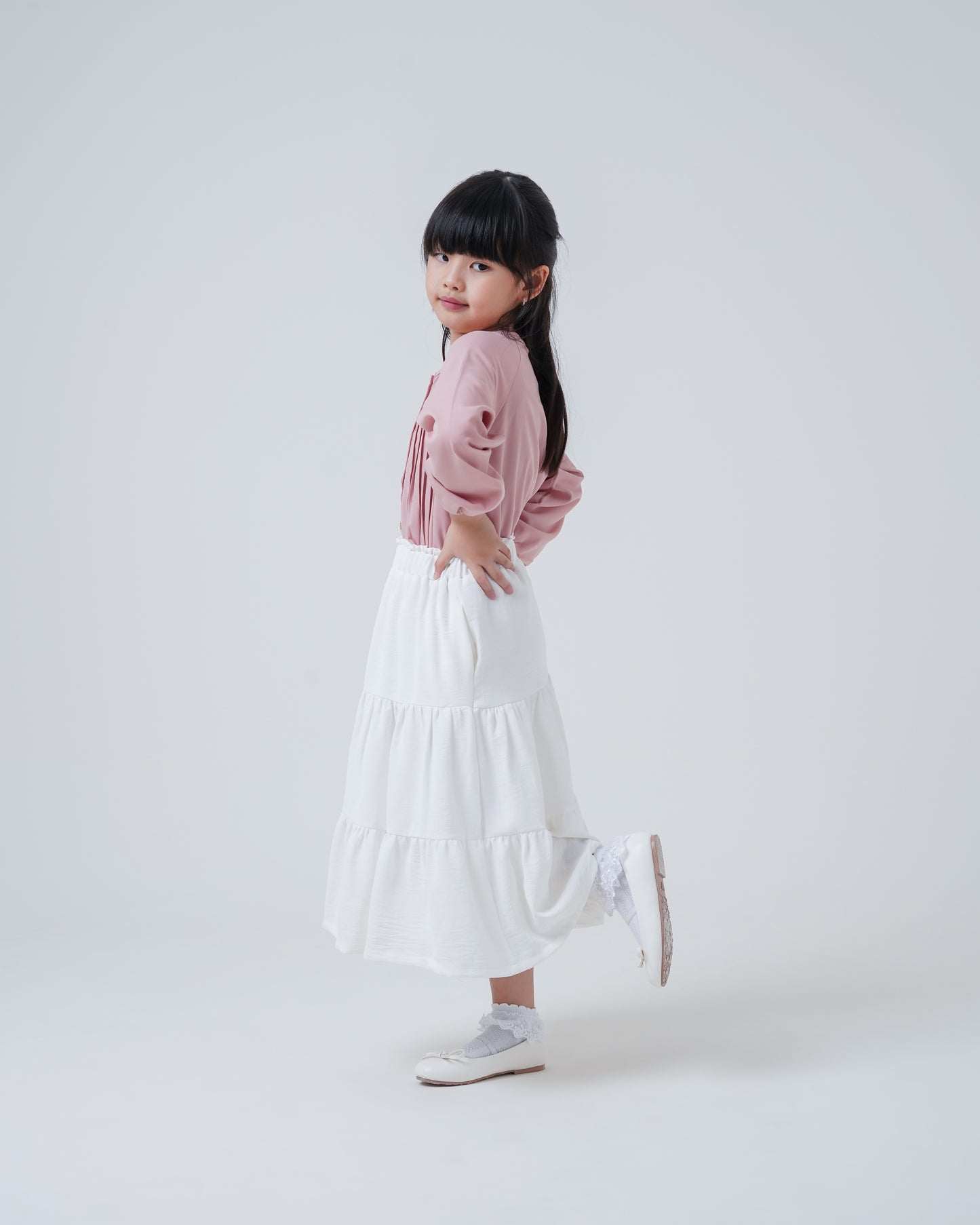 Osella Kids Tiered Crinkle Long Skirt
