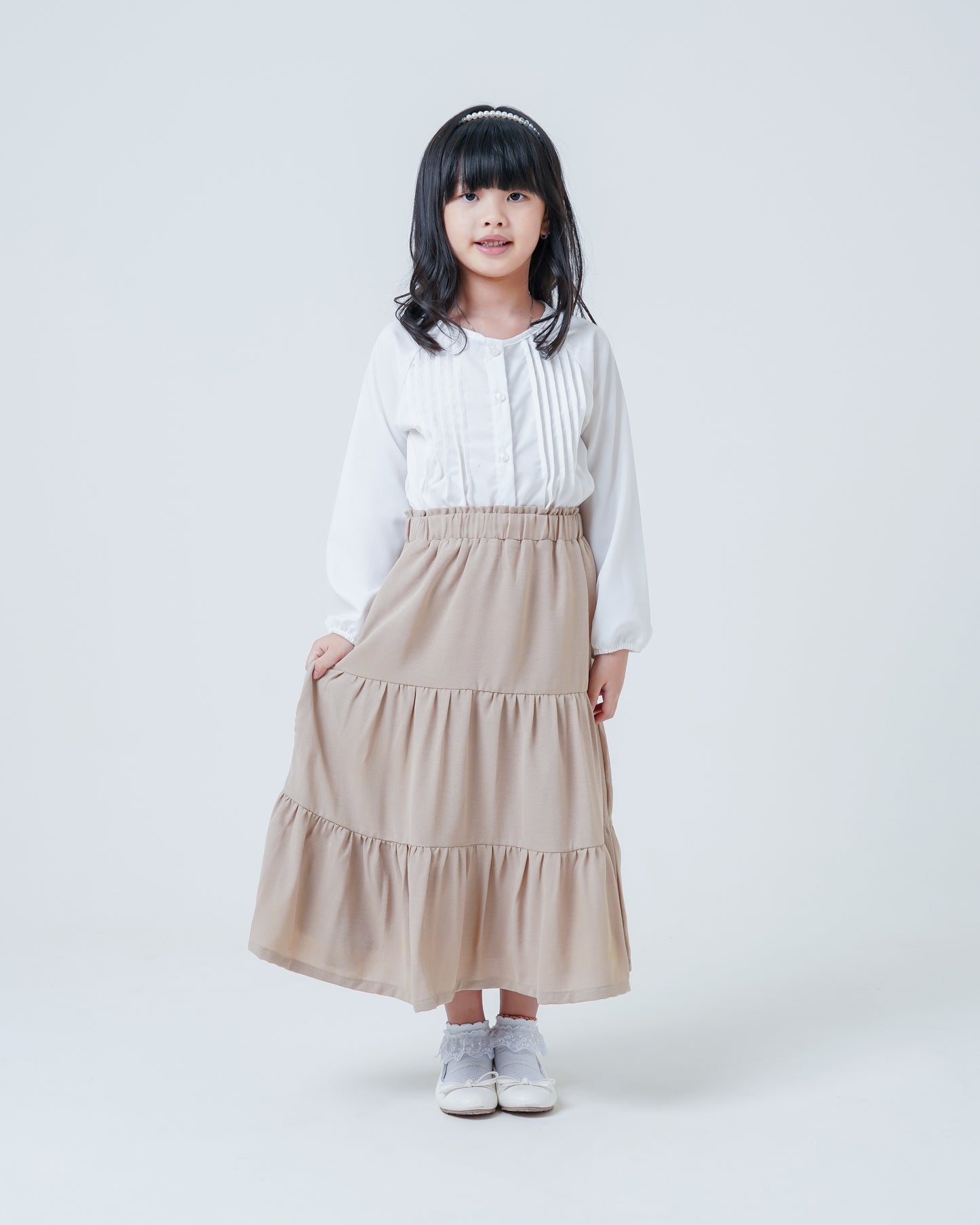 Osella Kids Tiered Crinkle Long Skirt