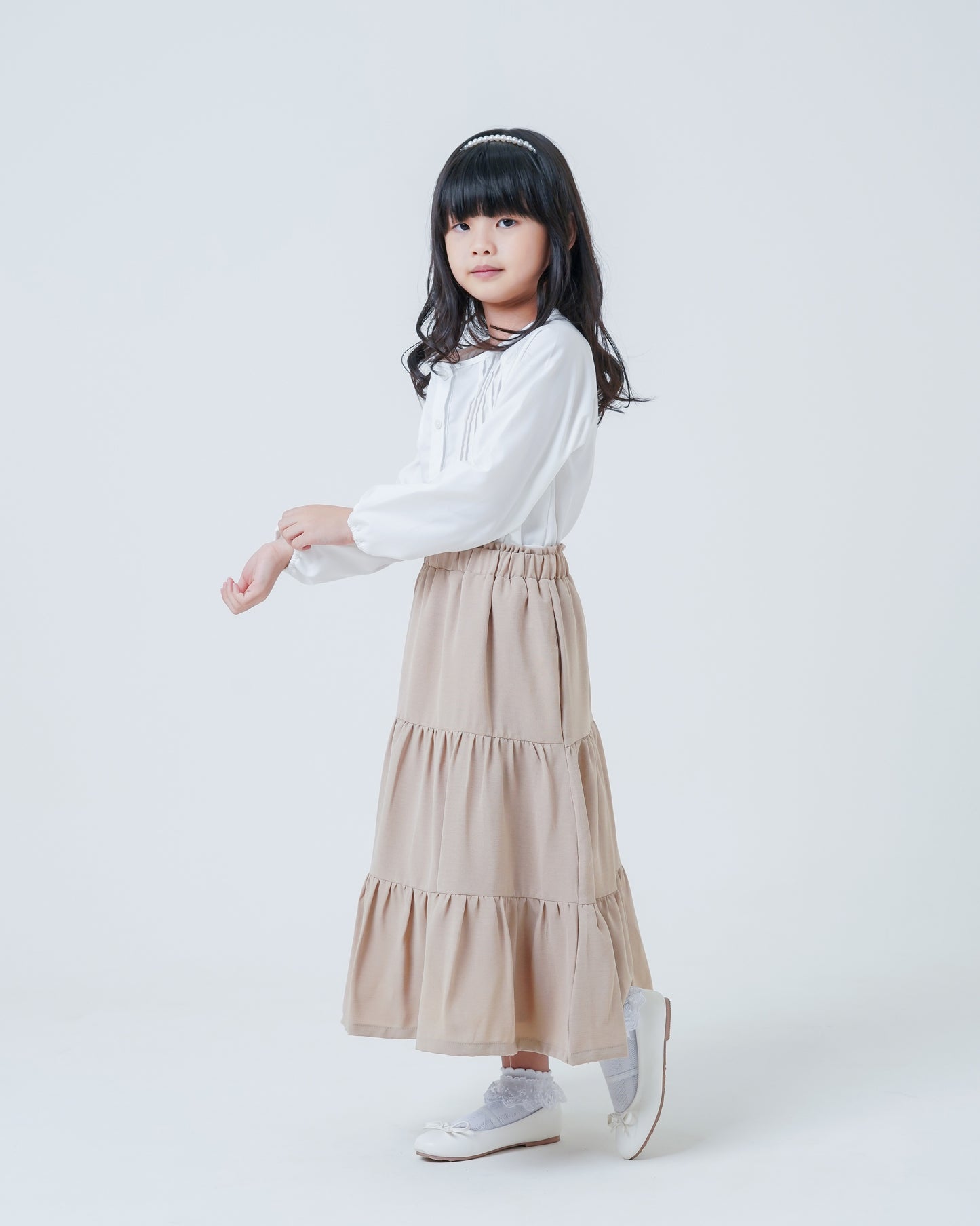 Osella Kids Tiered Crinkle Long Skirt
