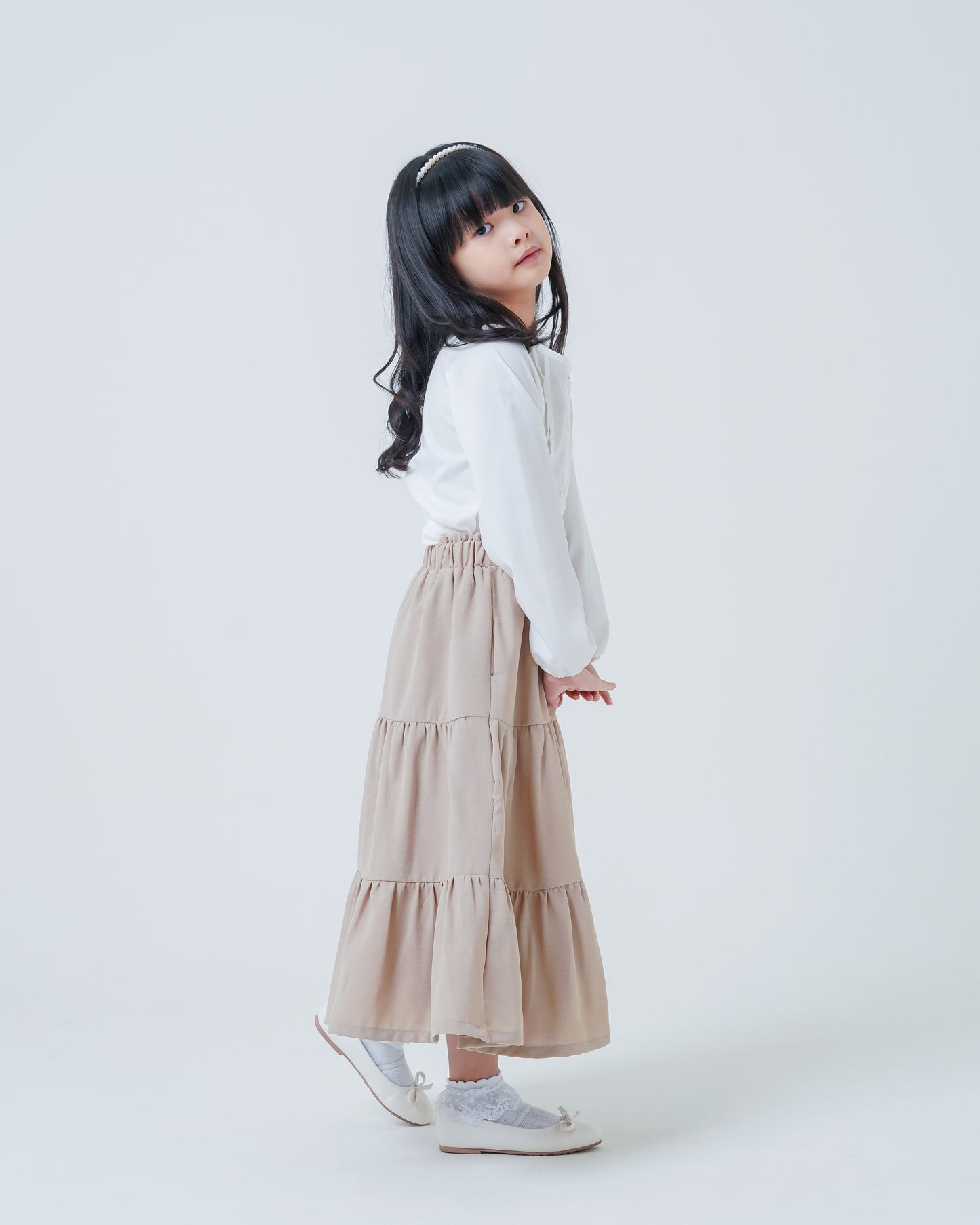 Osella Kids Tiered Crinkle Long Skirt