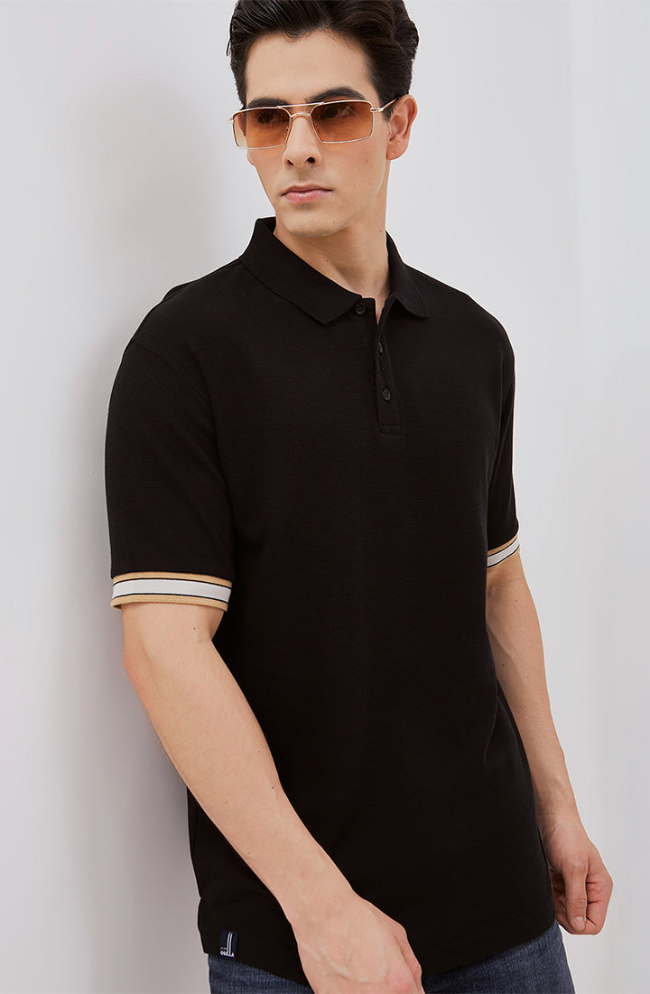 Osella Dylan Textured Polo Shirt With Striped Rib 2021501