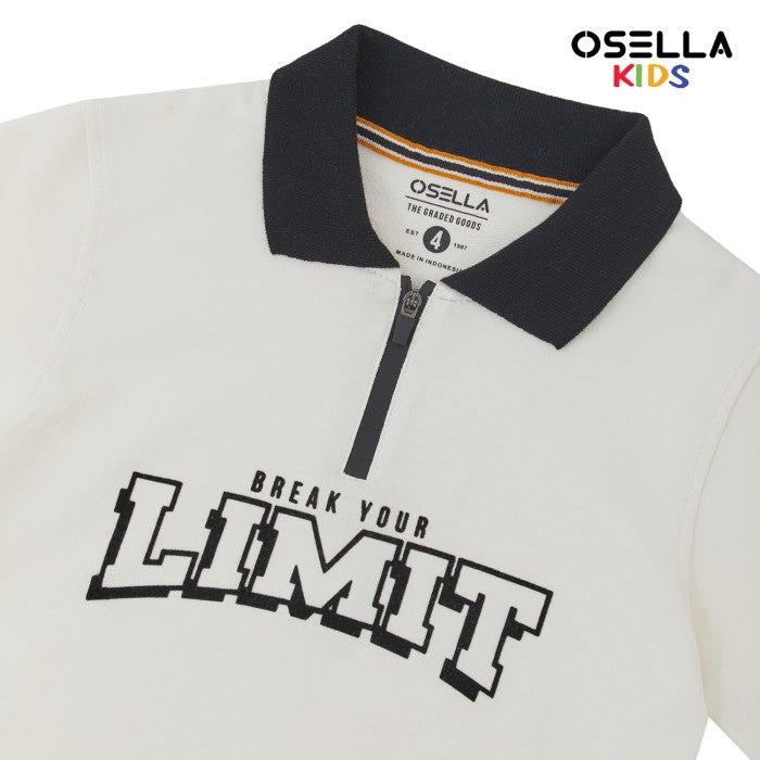 [NEW] OSELLA COLLARED SWEATSHIRT WITH STRIPE RIB IN CREAM 2212500388 | Sweater Anak Laki-Laki