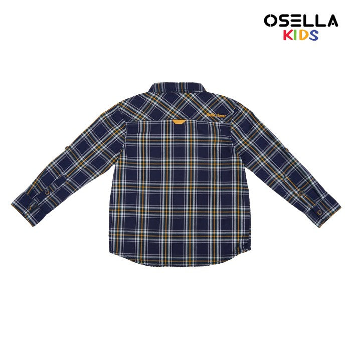 [NEW] OSELLA DEAN LONG SLEEVE CHECKERED SHIRT IN NAVY PATTERN 2237500259 | Atasan Kemeja Flanel Anak Laki-Laki