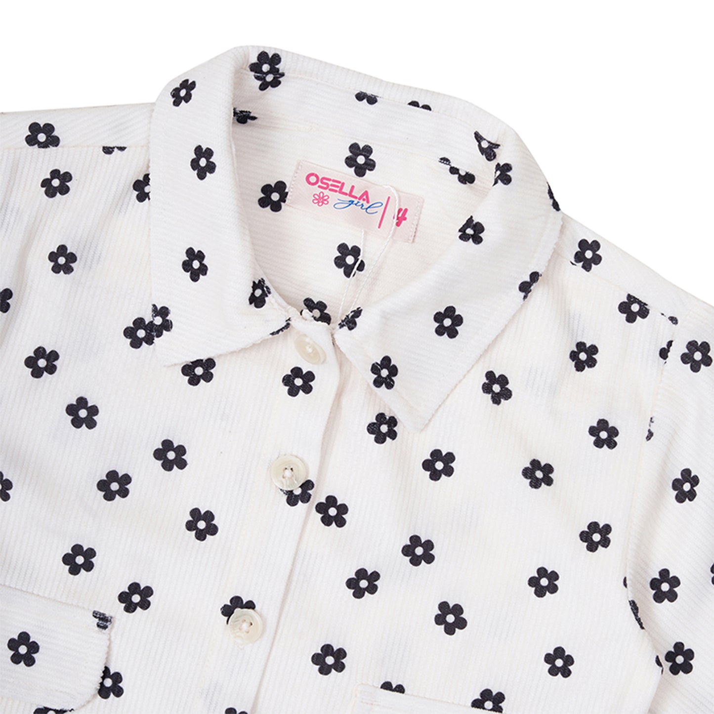 Osella Floral Corduroy Shacket In White