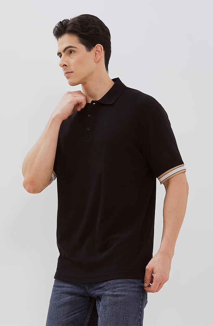 Osella Dylan Textured Polo Shirt With Striped Rib 2021501