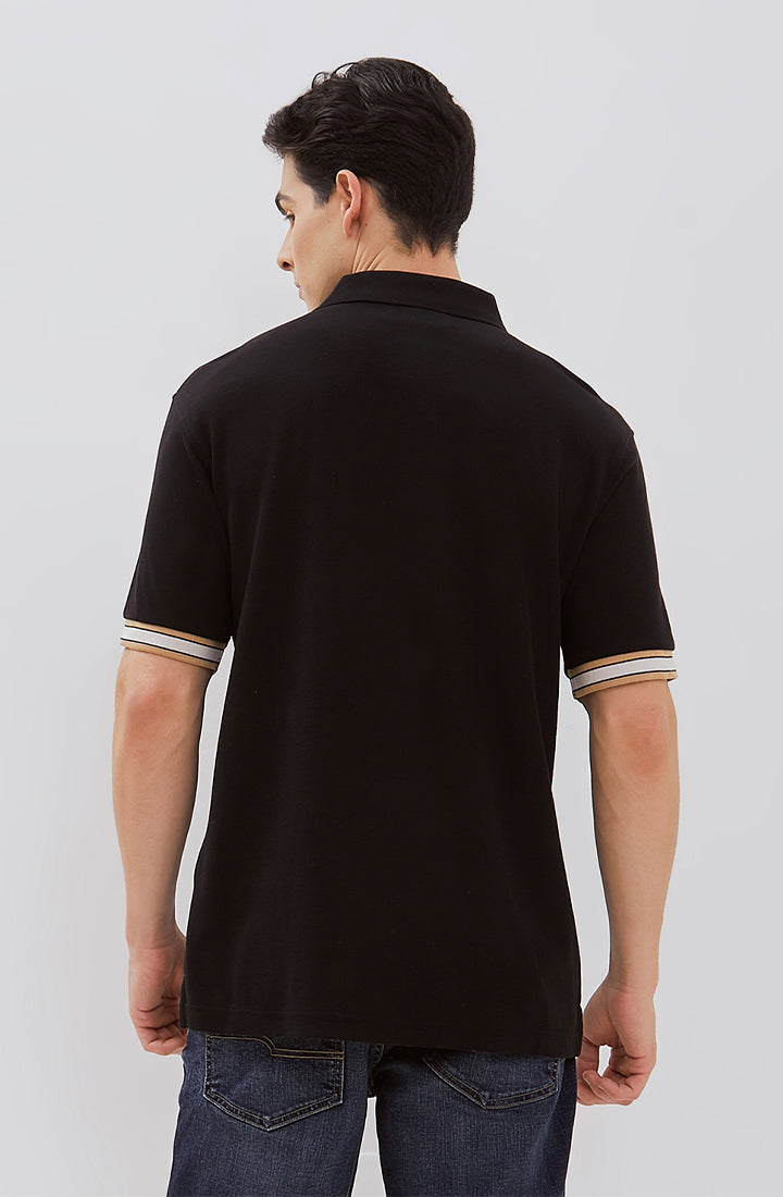 Osella Dylan Textured Polo Shirt With Striped Rib 2021501