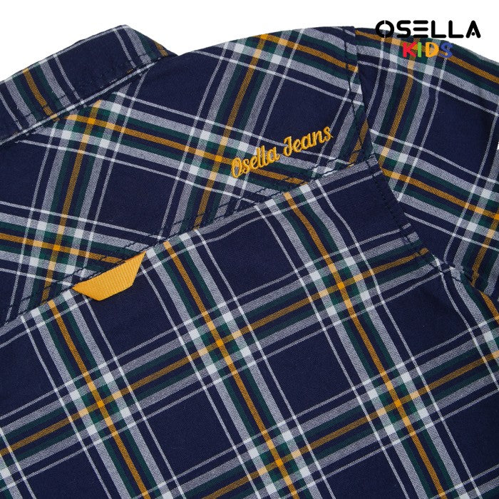 [NEW] OSELLA DEAN LONG SLEEVE CHECKERED SHIRT IN NAVY PATTERN 2237500259 | Atasan Kemeja Flanel Anak Laki-Laki