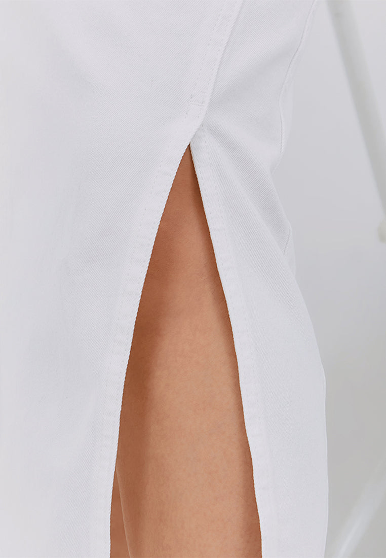 Osella Elastic Denim Long Skirt in White
