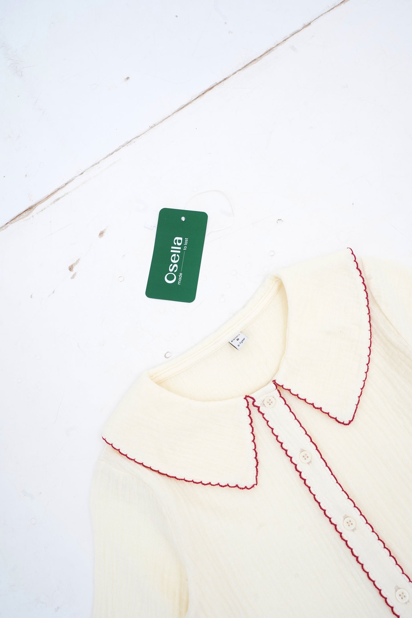 Osella Kids Short Sleeve Blouse With Red Detailing
