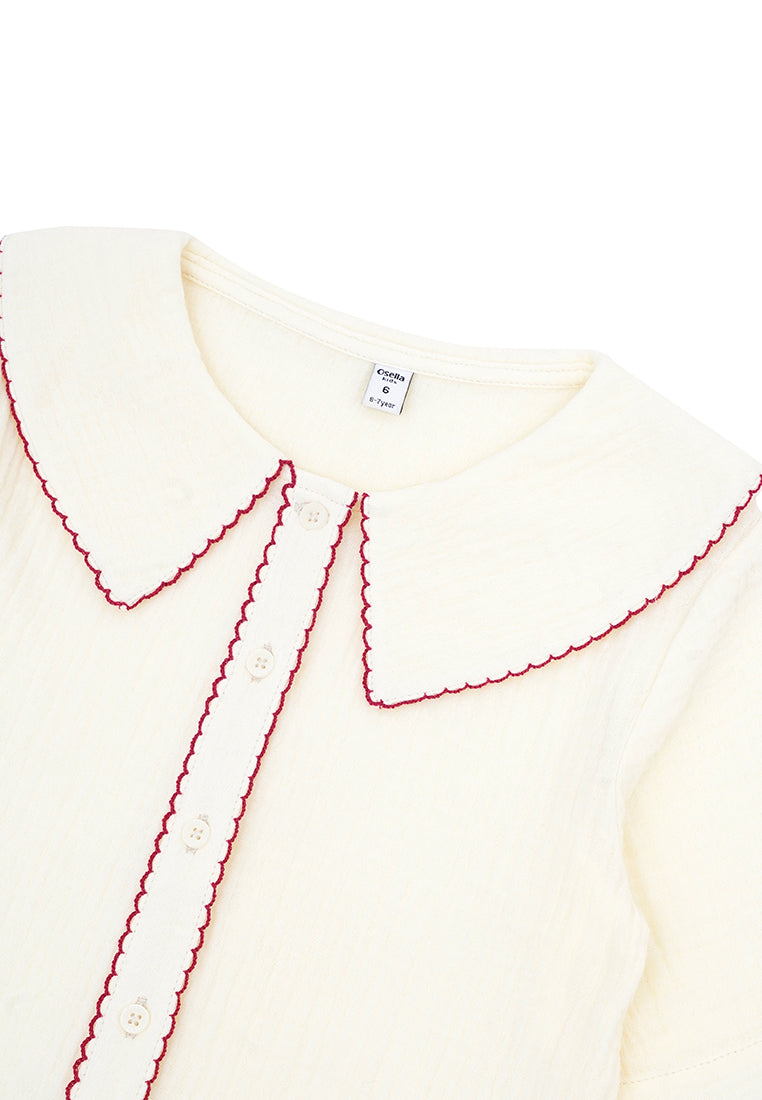 Osella Kids Short Sleeve Blouse With Red Detailing