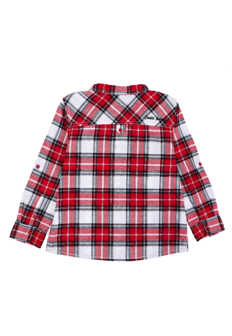 Osella Kids Lunar Checkered Long Sleeve Shirt in Red-White-Black