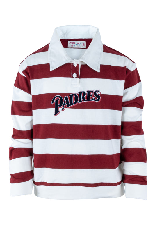 Osella Kids Long Sleeve Stripe Polo Shirt With Print In Red And White