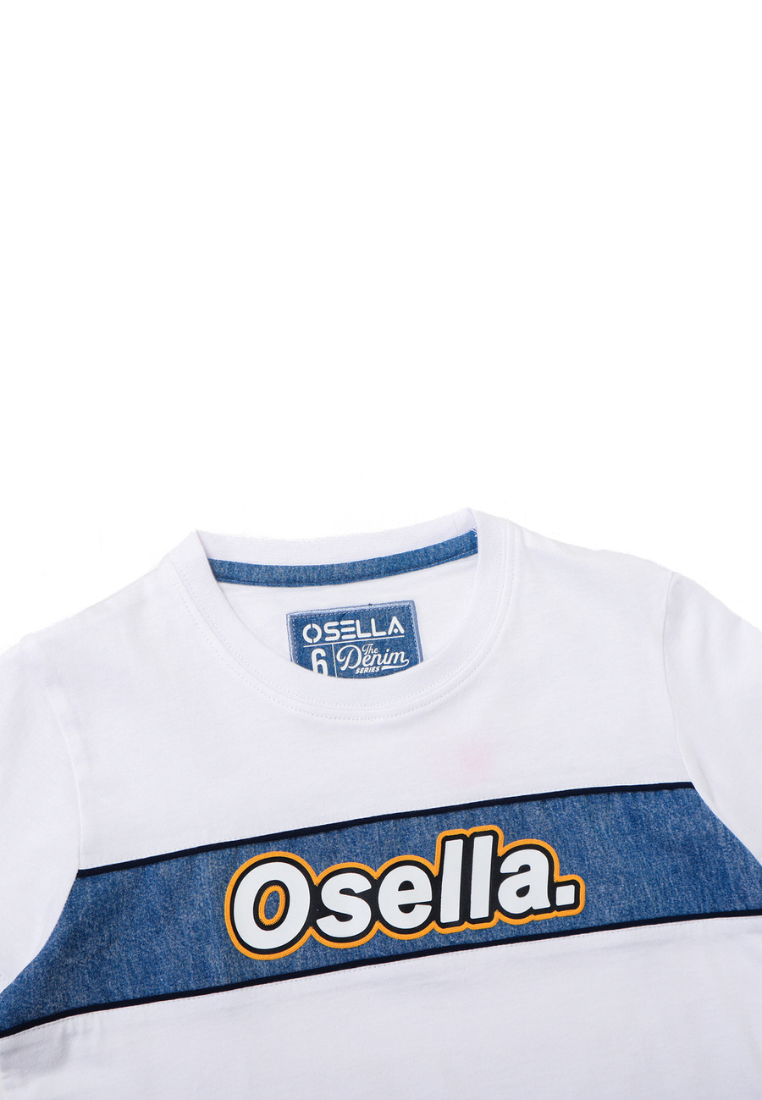 Osella Kids Regular T-shirt with Denim Stitch in White