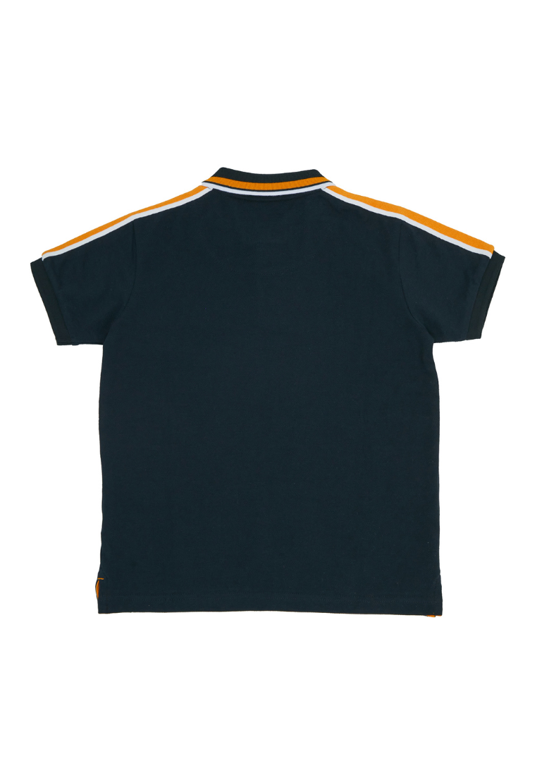 Osella Kids Earth Collection Solid Polo Shirt With Stripe Deatiling On Shoulders